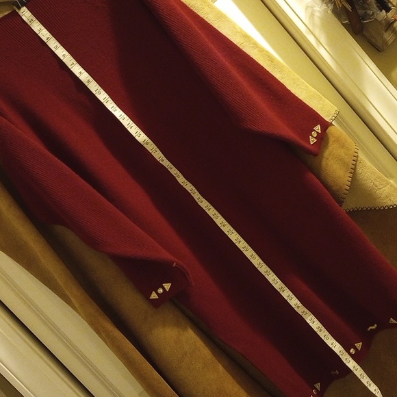 LDS OS 80's Look Beaded/Jeweled Burgundy Sweater Dress - Picture 11 of 15